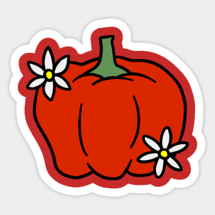 Red Bell Pepper with Pepper Blossoms Sticker